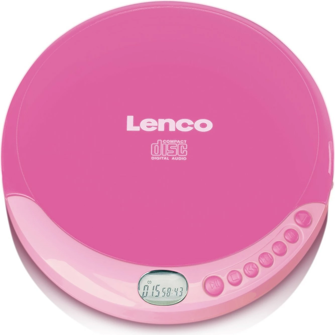 Prenosni CD-predvajalnik Lenco CD-011, LCD zaslon, vgrajen zvočnik, rožnat