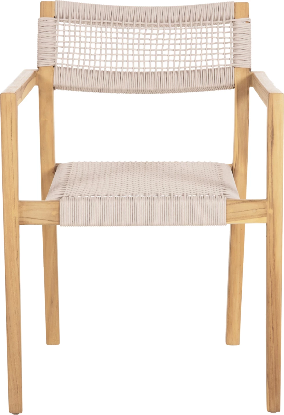 Stol Charlotte iz tikovine v naravni barvi in bež vrvi 58x61x81H cm