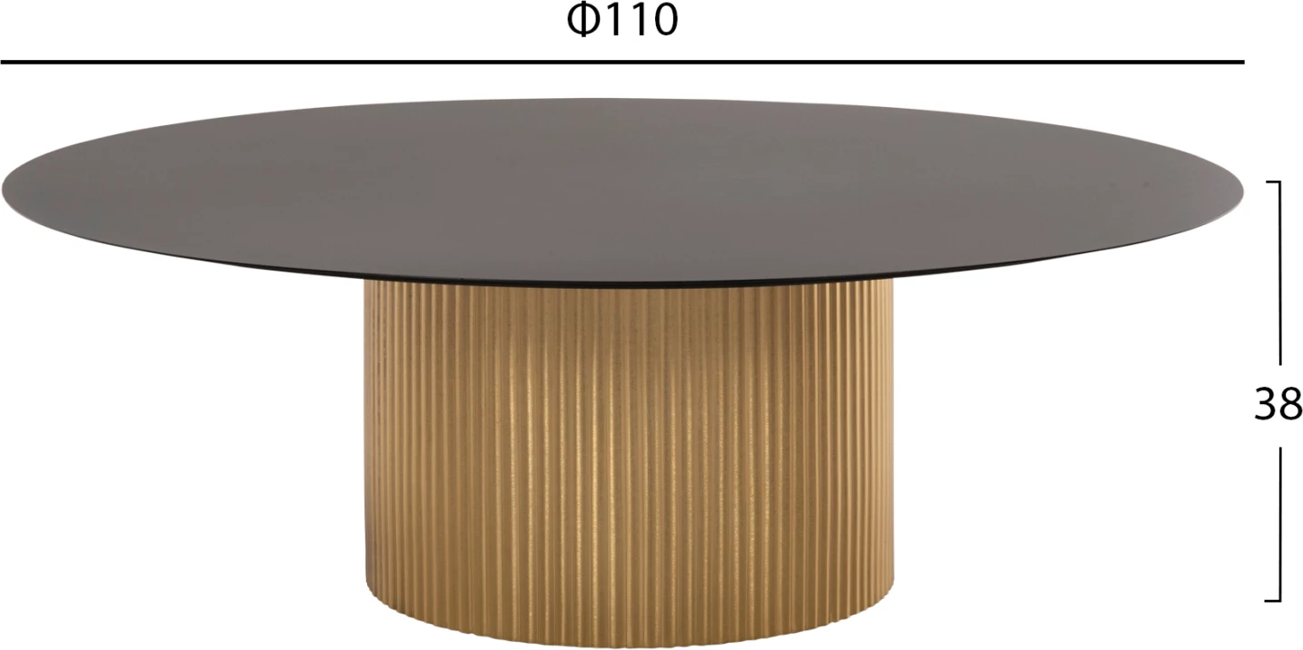 Klubska miza CLAD FH9673 kovinska v zlati in črni barvi vrh Φ110x38Hcm