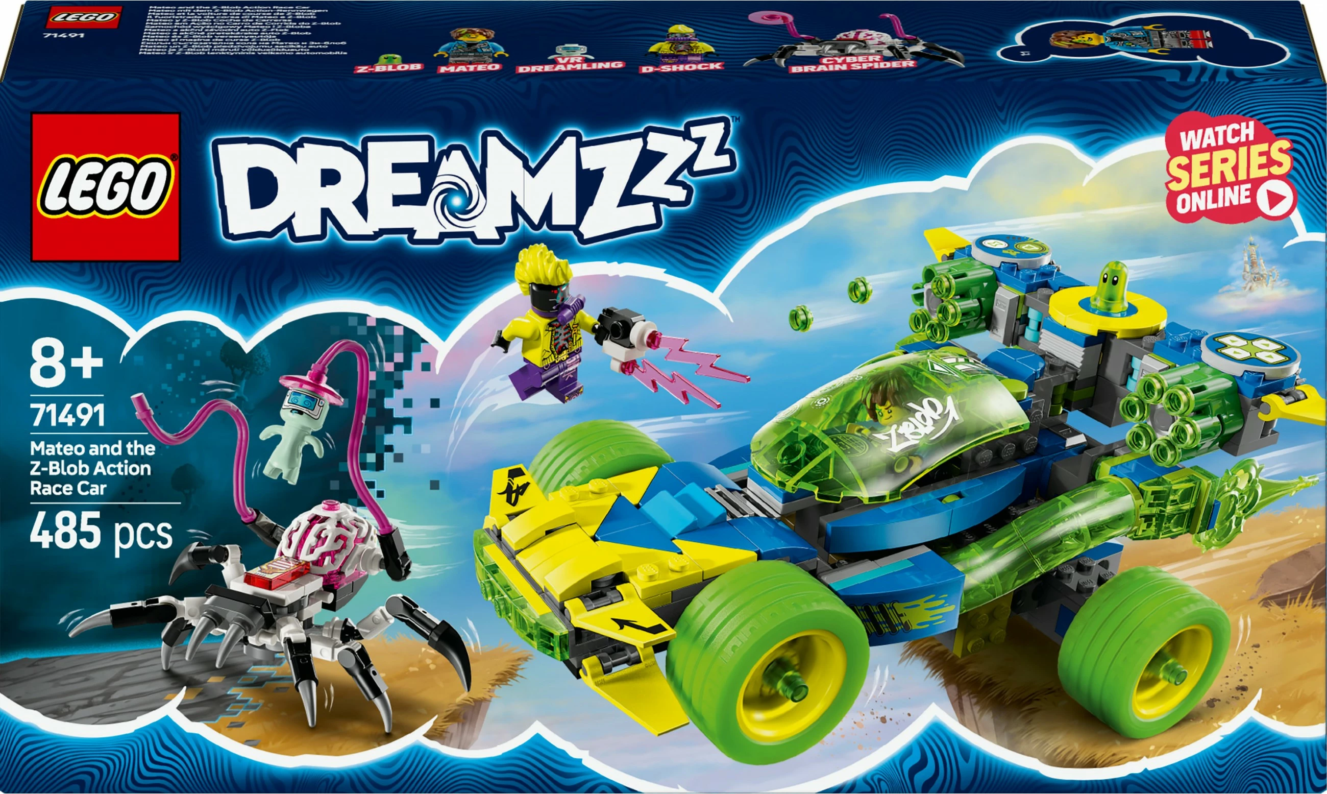 Gradbeni set LEGO DREAMZzz Mateo z avtom Z‑Blob Action Rennwagen, 485 kosov, večbarven