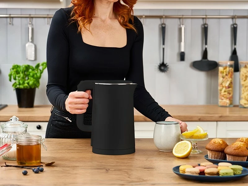 Električni čajnik Double Wall 1,8 L 1800 W, Lafe, črn