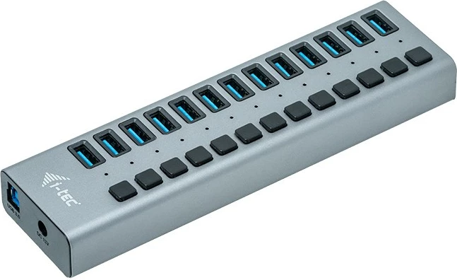 USB razdelilec 13 vrat I-Tec, 60 W, siv