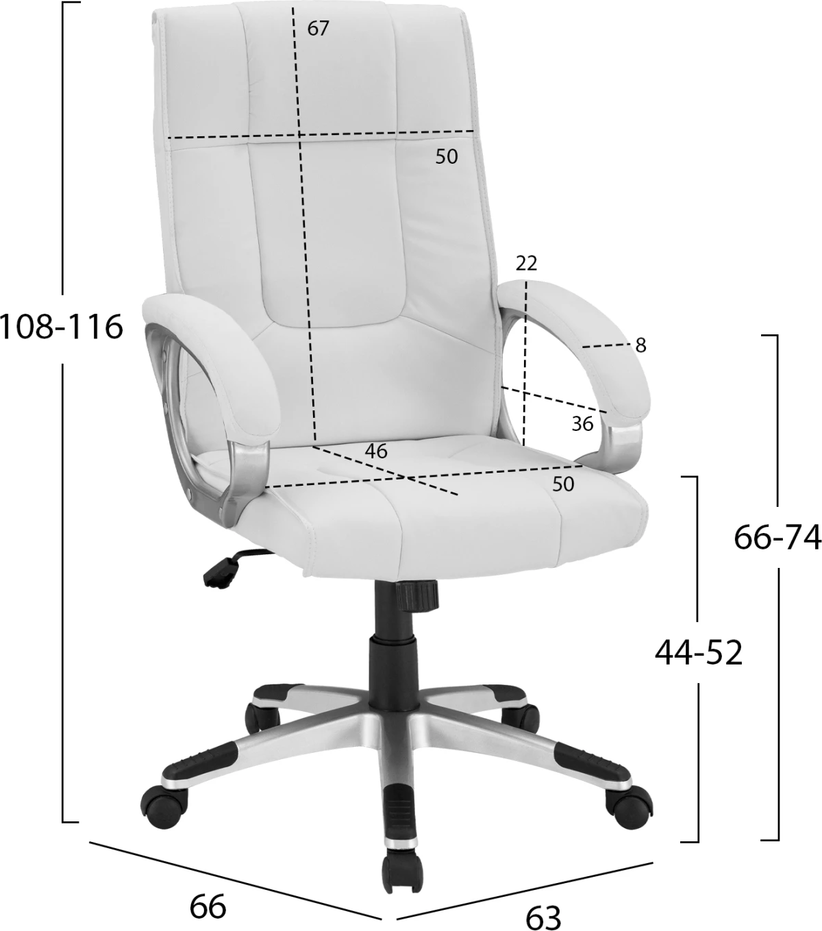 Pisarniški stol FH1092.02 bel 63x66x116cm