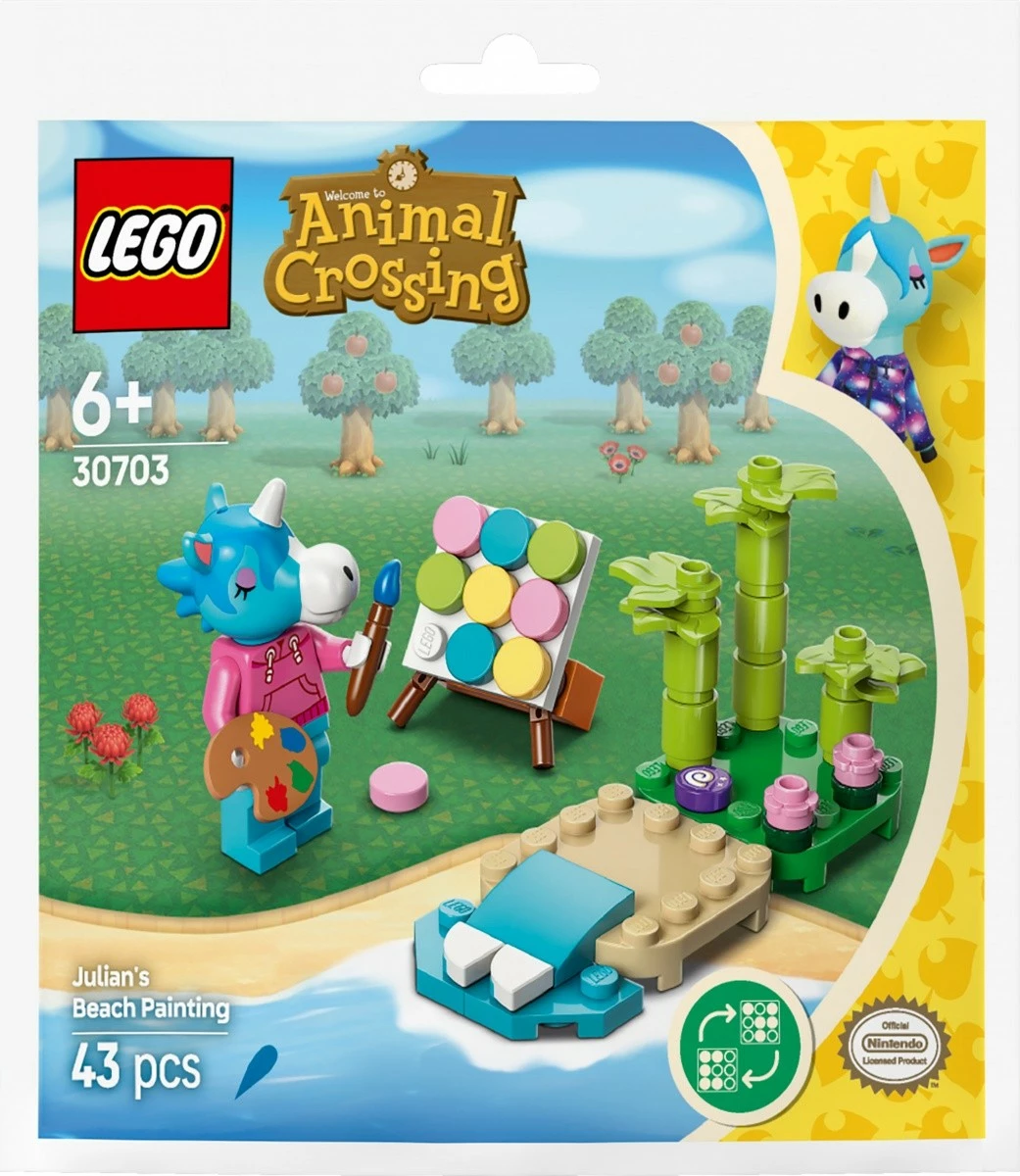 Prizor plaže z Julianom, komplet LEGO Animal Crossing 30703, 43 kosov