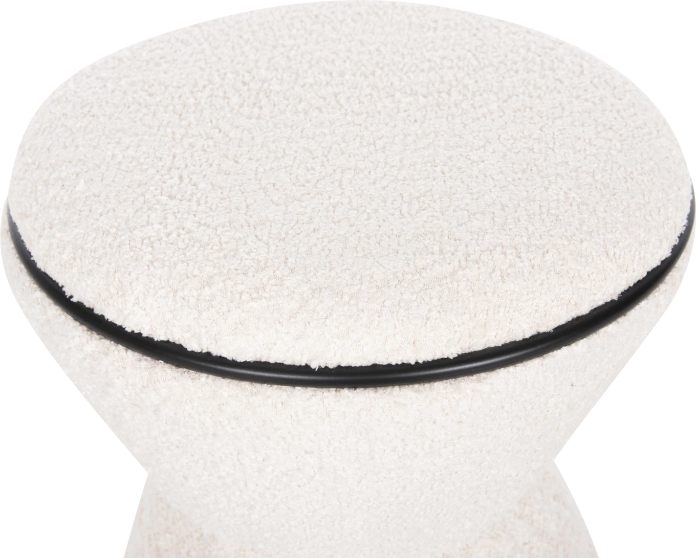 Okrogli stol LINNER FH9604.06 iz boucle tkanine ecru-črna podrobnost D38x44 cm