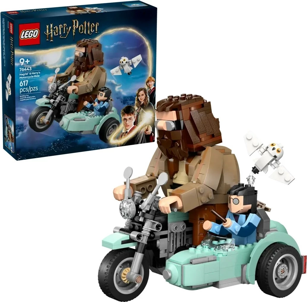 Vožnja s Hagridovim in Harryjevim motorjem, komplet LEGO Harry Potter 76443