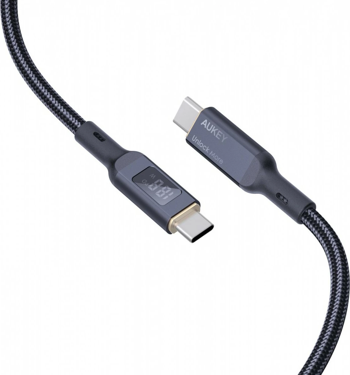 Kabel USB-C na USB-C, AUKEY CB-MCC102, 1,8 m, LED, 100W PD, črn