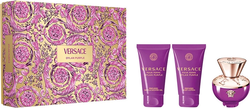 Eau de Parfum set za ženske, Versace Dylan Purple, 50 ml + gel za prhanje 50 ml + losjon za telo 50 ml