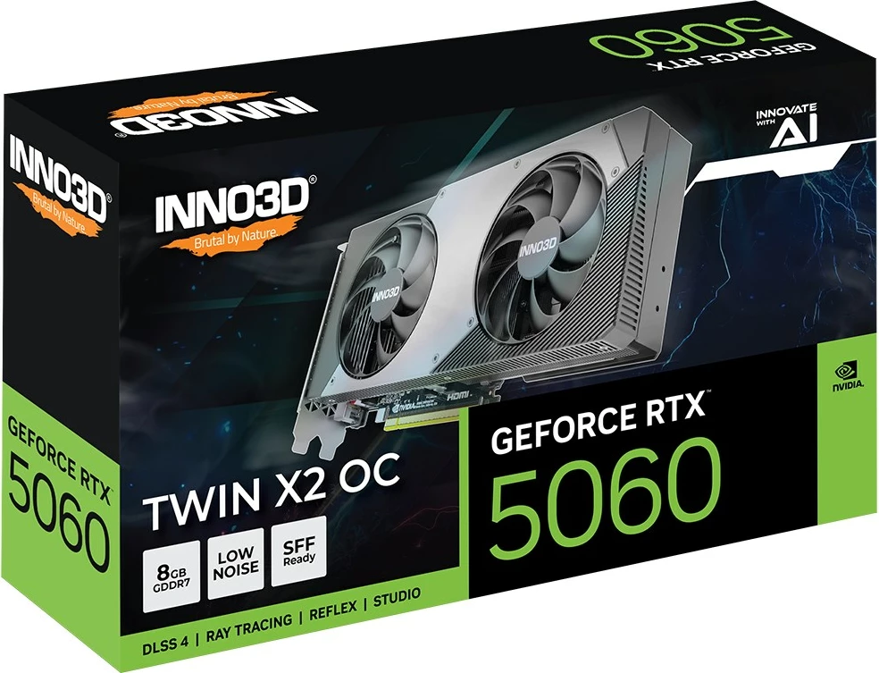 Grafična kartica INNO3D GeForce RTX 5060 Twin X2 OC, 8 GB GDDR7, črna Grafična kartica INNO3D GeForce RTX 5060 Twin X2 OC, 8 GB GDDR7, črna