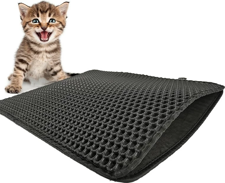 Mat za mačje stranišče DIAMENTIQ, kvadratni črn - 45 x 60 cm