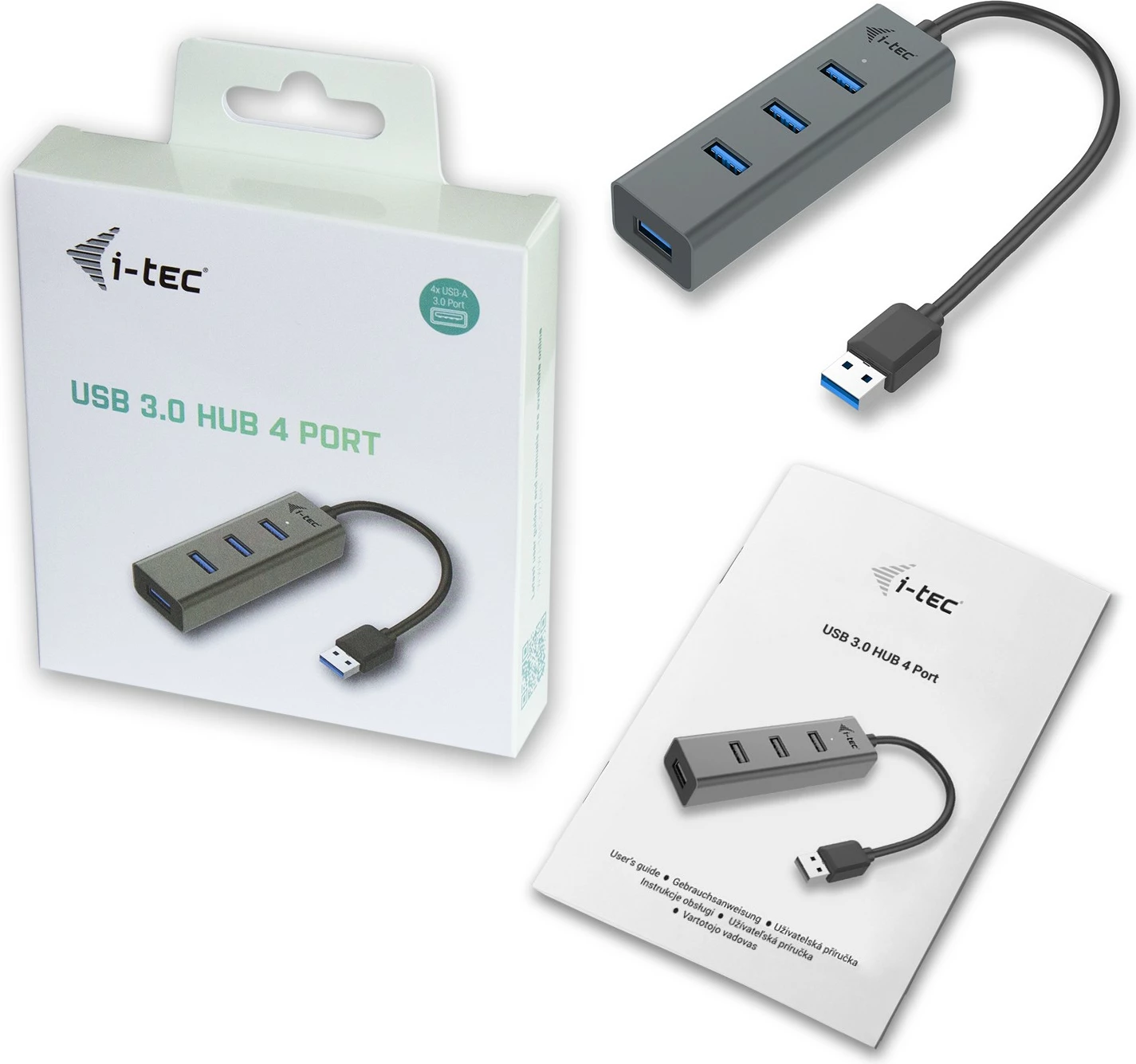 USB razdelilec z 4 vrati i-tec Metal, USB 3.0, 5000 Mbit/s, siv