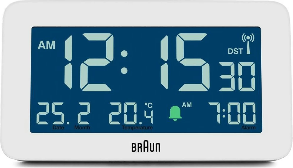 Digitalni alarm, Braun BC10, LCD zaslon, termometer, 12/24 h, bel