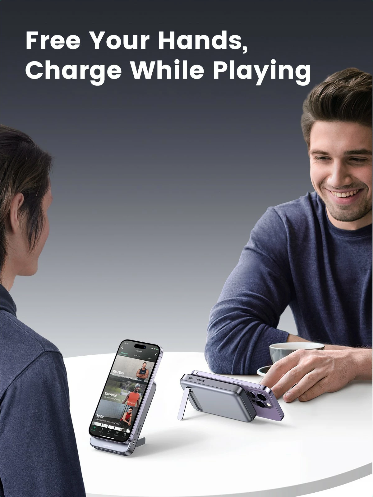 Mini brezžični powerbank 10000mAh, 20W z MagSafe Ugreen, siva