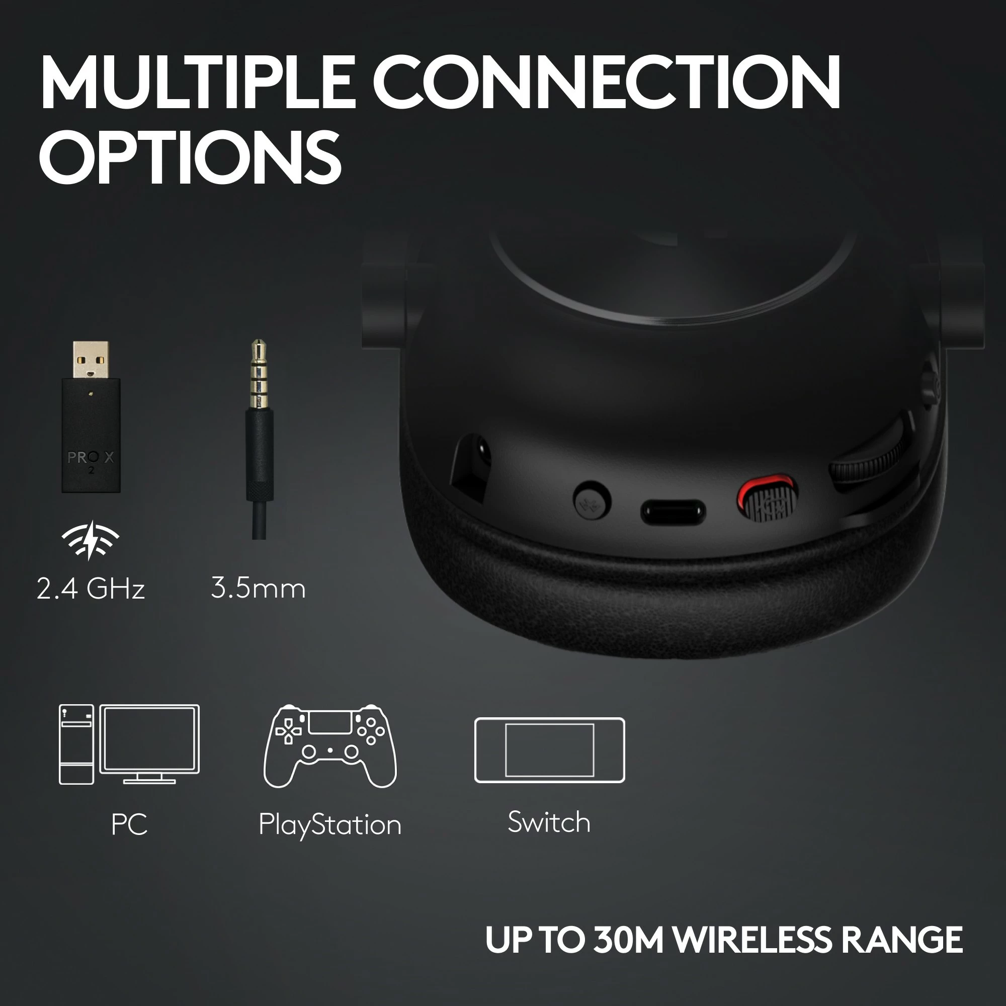 Gaming slušalke PRO X 2 LIGHTSPEED brezžične, 50 h baterije, snemljiv mikrofon, bele - Logitech