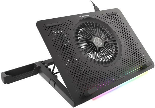 Hladilna podloga za prenosnik Natec Genesis Oxid 450 RGB, 15,6", 5 ventilatorjev, USB HUB, črna