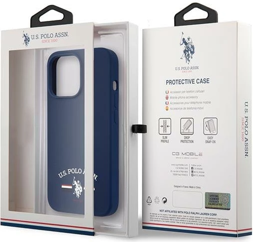 Ovitek za telefon za iPhone 13 Pro Max 6,7", silikonski, modra (navy) U.S. Polo Assn. USHCP13XSFGV