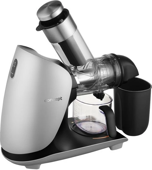 Počasen sokovnik za sadje in zelenjavo Concept Nutriboost LO7250, 200 W, 0,6 L, inox vijak, odprtina 76 mm, 65 dB, črno/krom