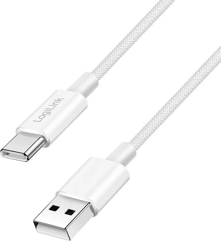 Kabel USB-A na USB-C, 1 m, najlon, bel - LogiLink