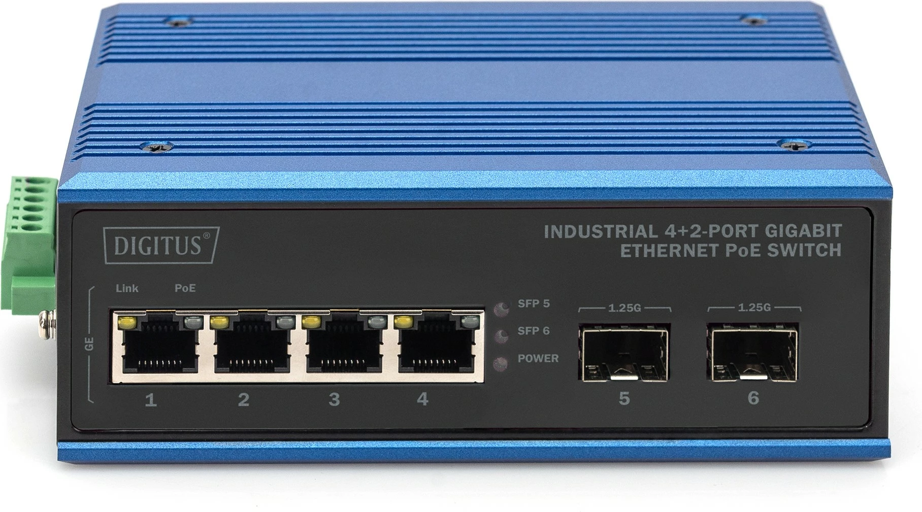 Industrialni switch Digitus DN-651149, 4+2 Gigabit porti, PoE, kovinski, IP40