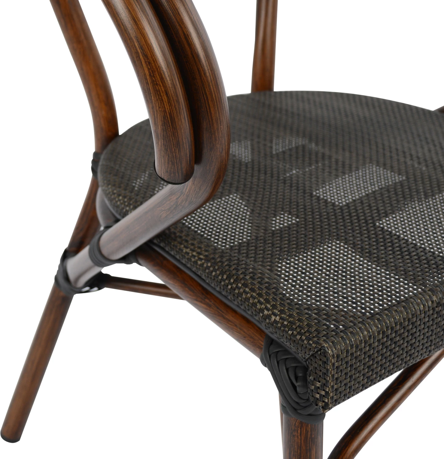 Stol iz aluminija v videzu bambusa rjave barve s tekstilom FH5025 60,5x59x81 cm