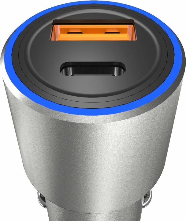 Polnilec za avto Dudao R4PQ, 22.5W, 2 vrata USB-A/USB-C, siv