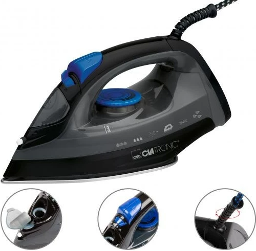 Parna likalnik Clatronic DB 3703, 1800 W, črno/siv