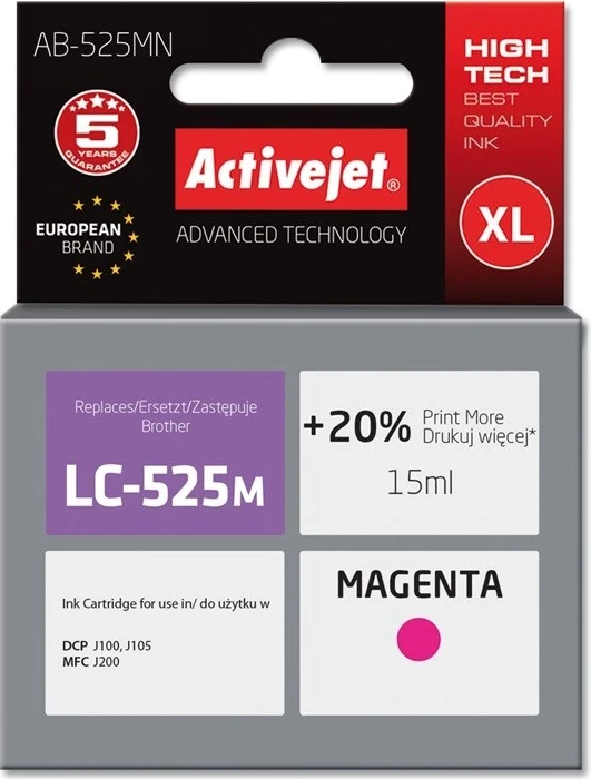 Zamenjalna barva Activejet AB-525MN za tiskalnike Brother, 15 ml, vijolična