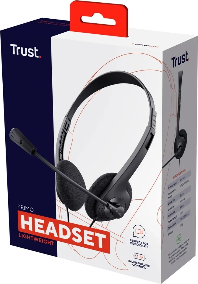 Slušalke z žico Trust 21665, za klice/muziko, črne