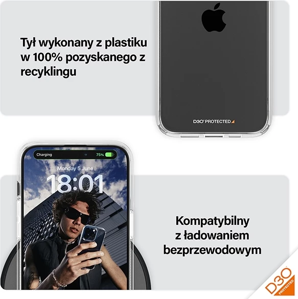 Prozoren ovitek PanzerGlass HardCase z D3O za iPhone 15 Pro Max