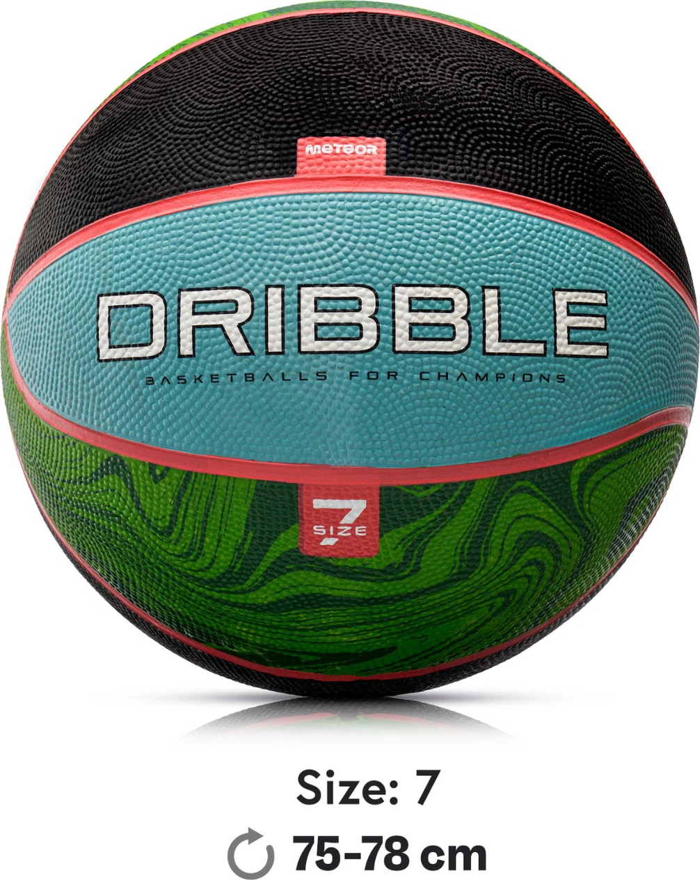 Basketball žoga Meteor za moške, modro-zelena-črna