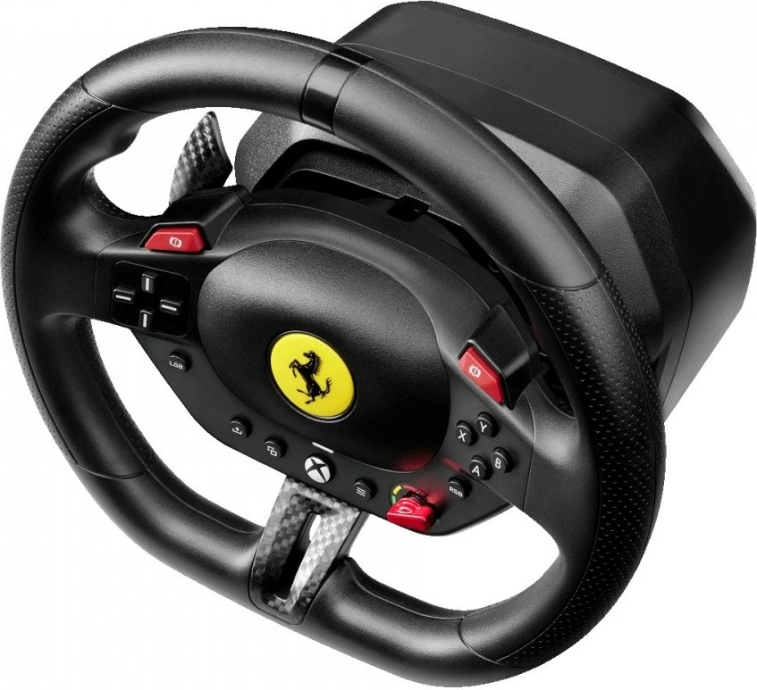 Dirkalni volan z pedaloma, Thrustmaster T98 Ferrari 296 GTS 4460297, brezžični, 240°, 15 gumbov, 25,5 cm, za Xbox Series/One in PC, črn