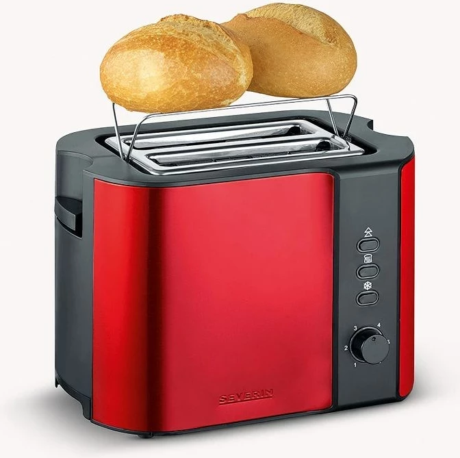 Tostier, SEVERIN AT 2217, 2 rezini, 800 W, inox, rdeč Tostier, SEVERIN AT 2217, 2 rezini, 800 W, inox, rdeč