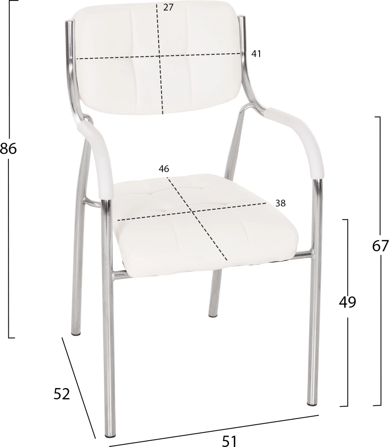 Konferenčni pisarniški stol FH1018.02 bel PU 54x52x87cm