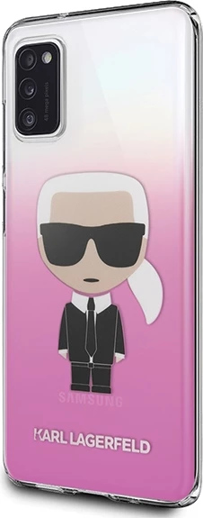 Zaščitni ovitek Karl Lagerfeld Ikonik za Samsung Galaxy A41, rožnato gradienten