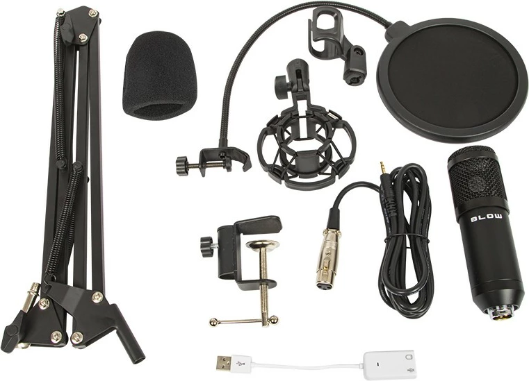 Studijski mikrofon z nosilcem BLOW 33-052#, črn