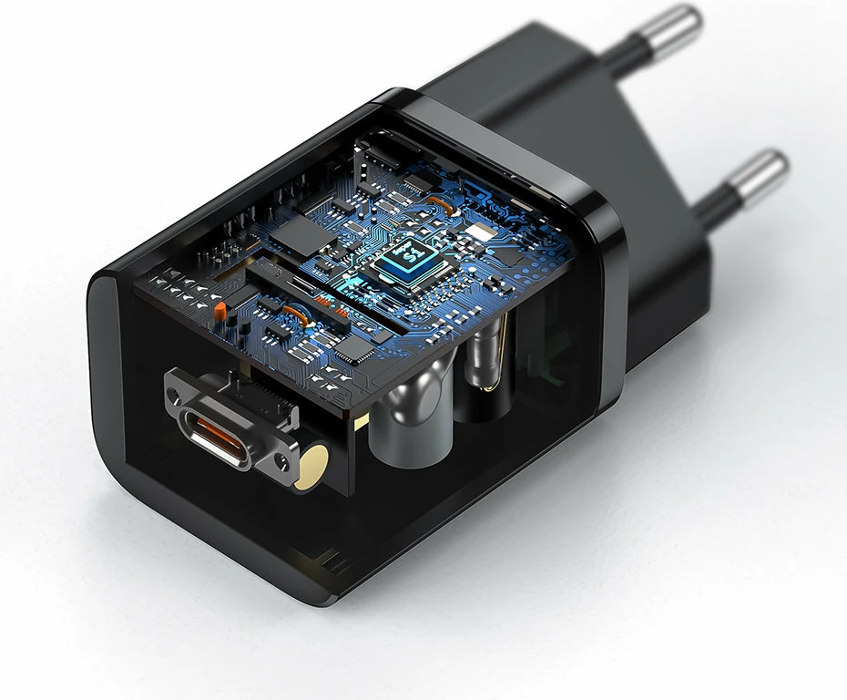 Stenski polnilec, 25 W, USB Type-C, črn, Baseus Super Si 1C