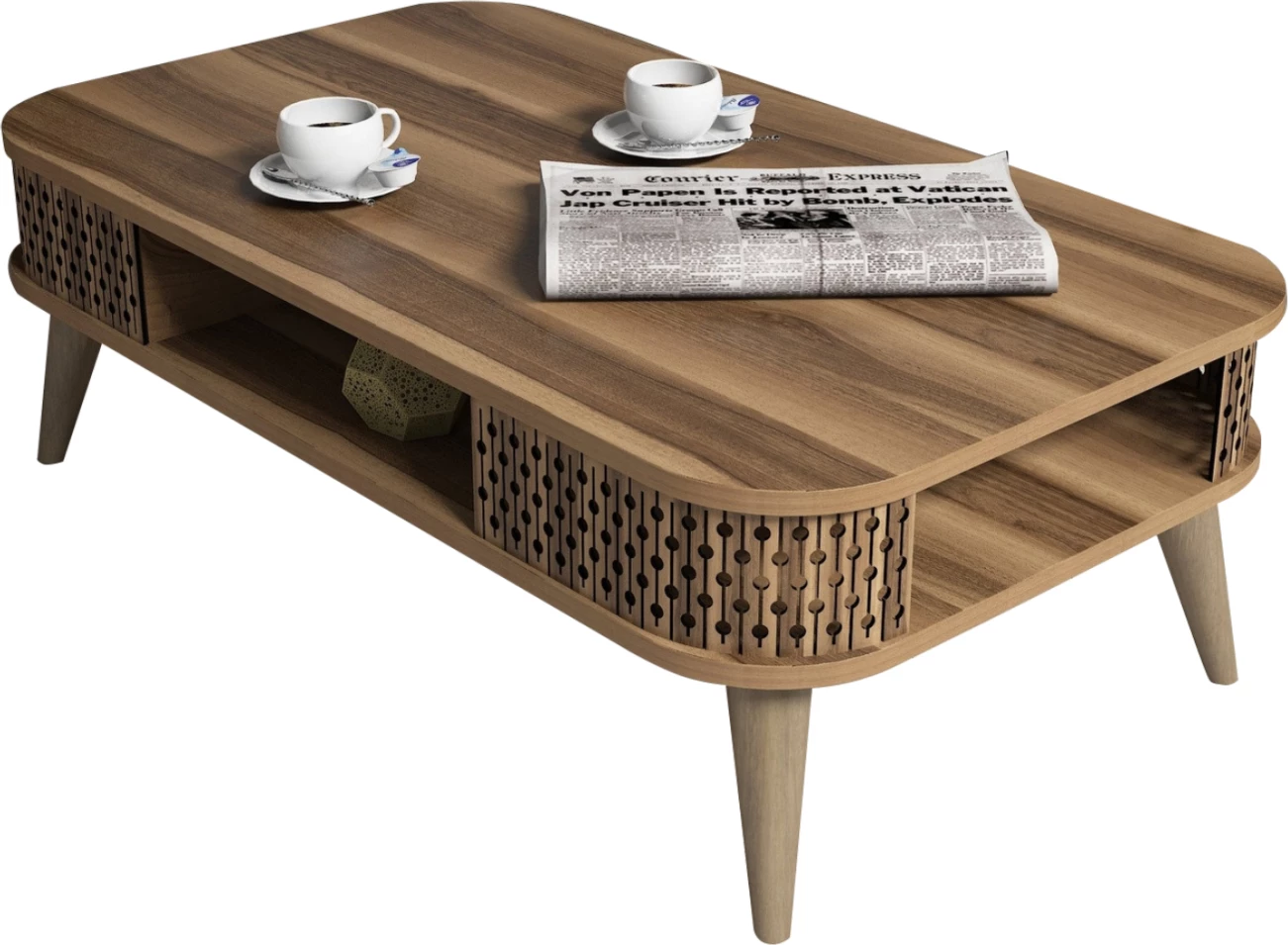 Klubska miza iz melamina FH9501.02 v barvi oreha 105x60x34,6H cm