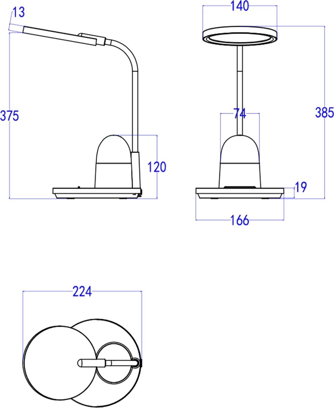 Otroška namizna svetilka LED s figuro mačke BADOO FH4449.03 nebesno modra-bela ABS