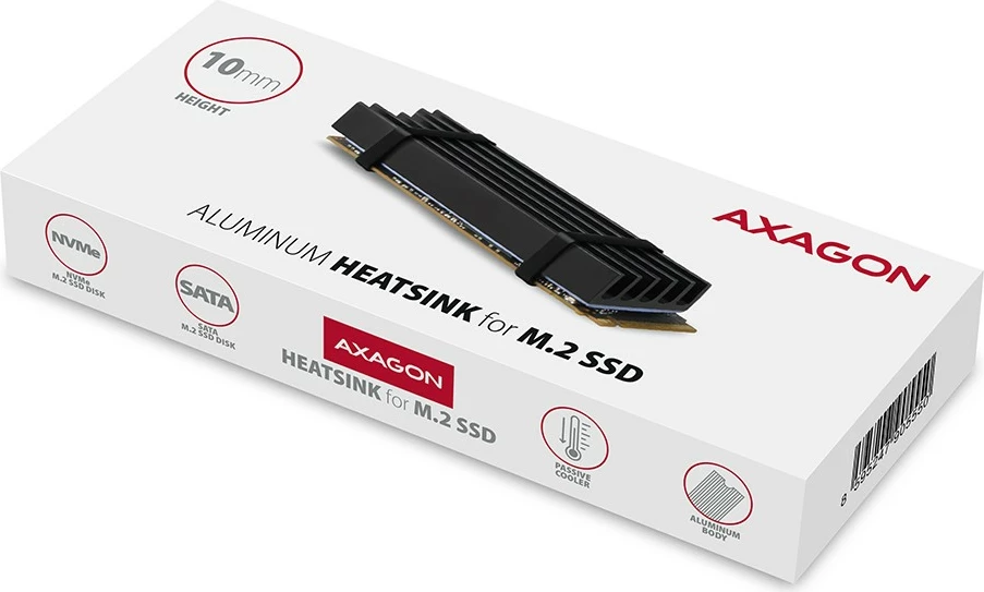 Pasivni hladilnik za SSD M.2, AXAGON CLR-M2L10, aluminij, 10 mm, črn Pasivni hladilnik za SSD M.2, AXAGON CLR-M2L10, aluminij, 10 mm, črn