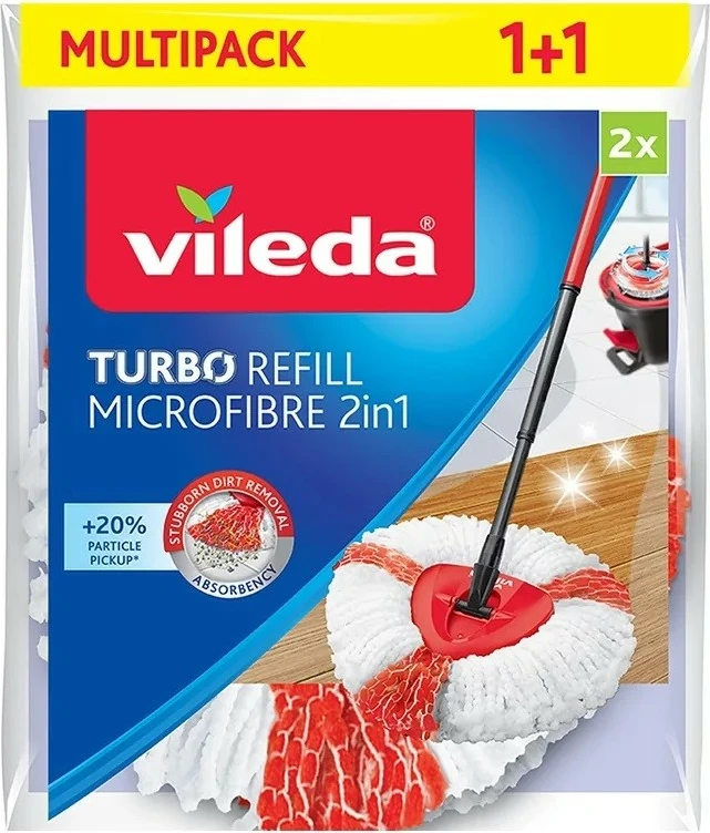 Nadmestni blazinici za vrteči mop Vileda TURBO 2in1, 2 kosa, rdeče/bela