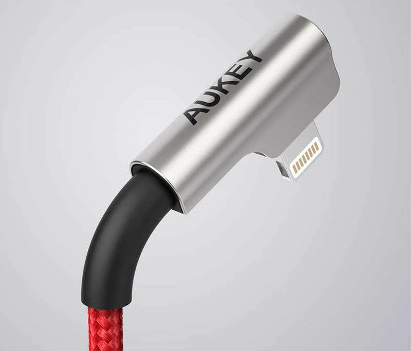 Kabel Lightning na USB-A, 2 m, z vtičem pod kotom 90°, rdeč AUKEY CB-AL01 Red OEM