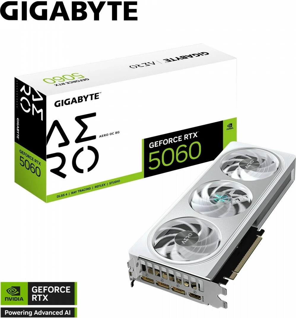 Grafična kartica Gigabyte GeForce RTX 5060 AERO OC 8GB GDDR7, bela Grafična kartica Gigabyte GeForce RTX 5060 AERO OC 8GB GDDR7, bela