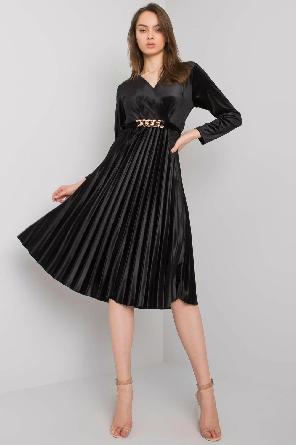 Črna obleka Italy Moda