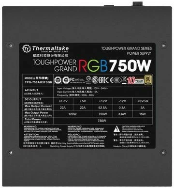Napajalnik Thermaltake Toughpower Grand RGB Sync 750W, modularen, 80 PLUS Gold, črn