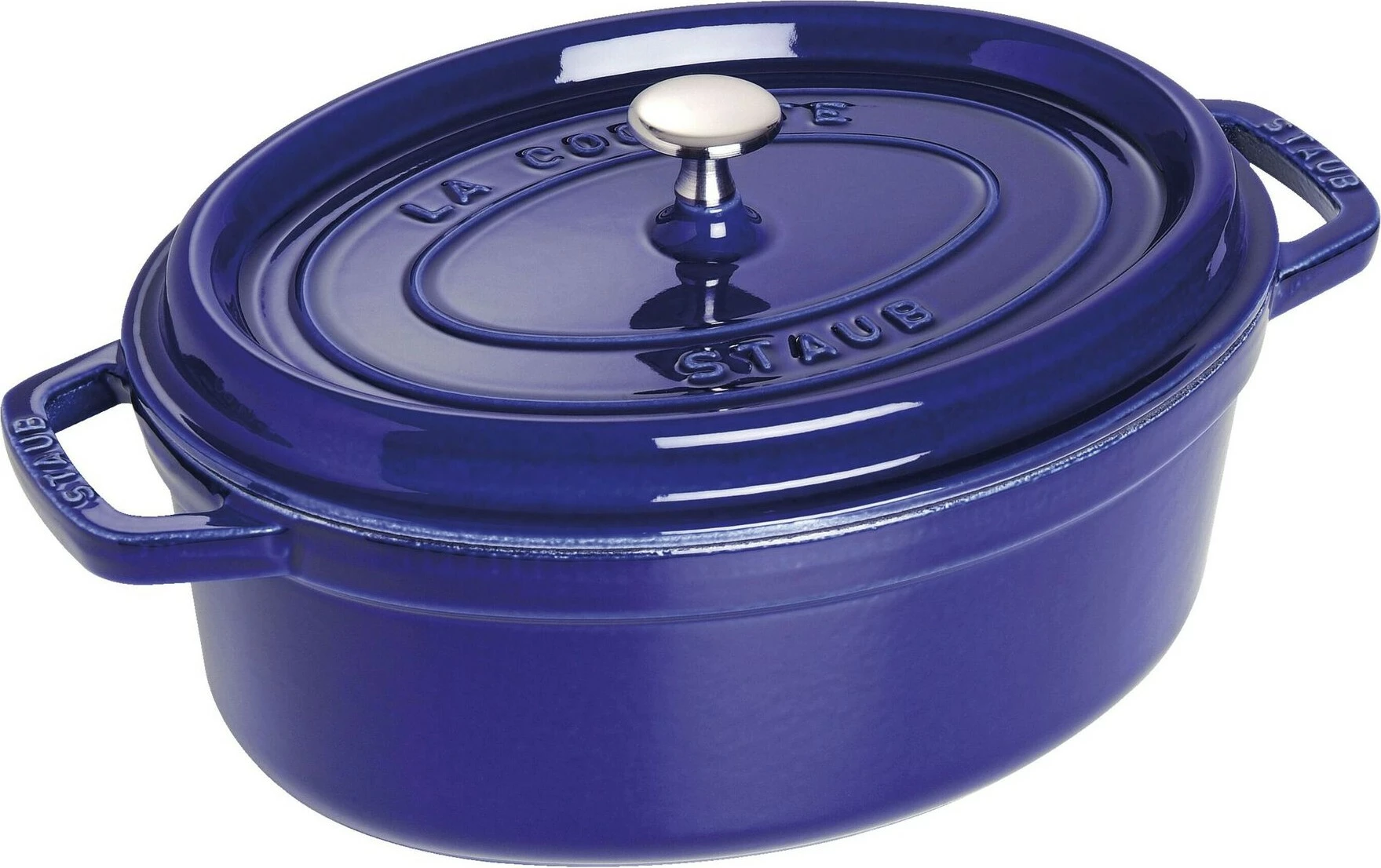 Ovalna lonec La Cocotte 29 cm, Staub, lito železo, emajlirana, temno modra