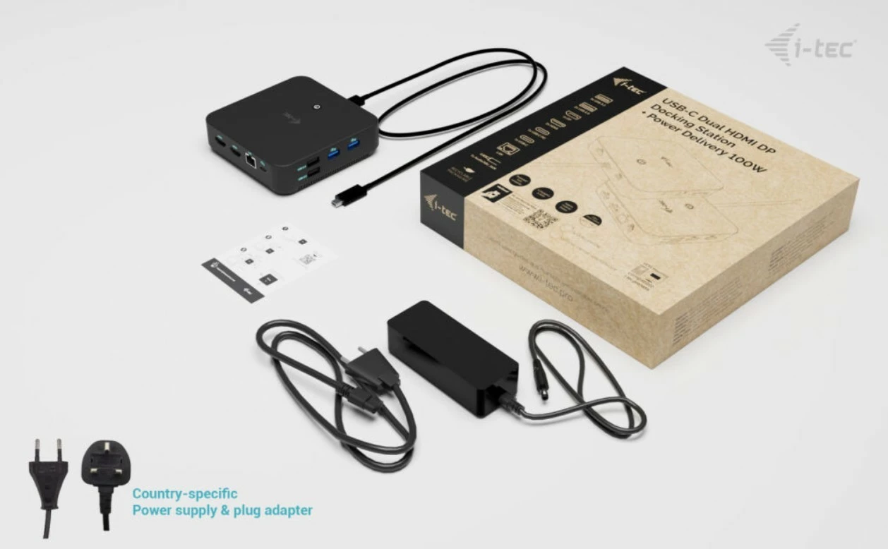 Docking postaja z univerzalnim polnilcem 100W i-tec C31TRIVIDPRO100W, črna