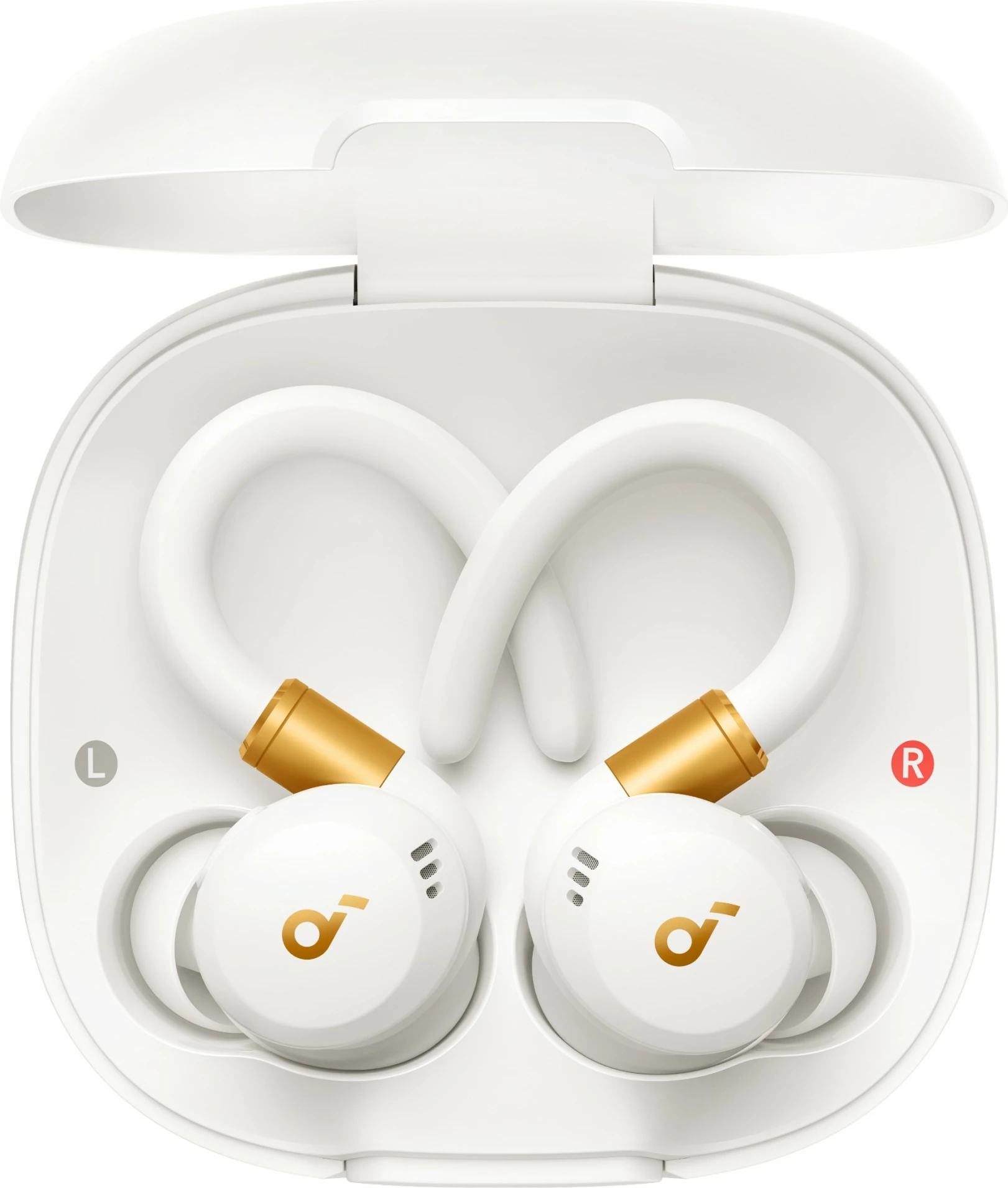 Konstrukcija športnih brezžičnih slušalk Soundcore Sport X20, Anker, bela