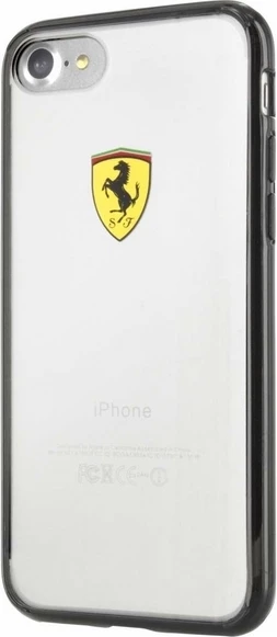 Ovitek za iPhone 7/8/SE 2020/SE 2022, Racing Shield, črn/prozoren Ferrari FEHCP7BK