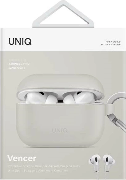 Zaščitni ovitek za AirPods Pro 2 UNIQ Vencer, s karabinom, siv