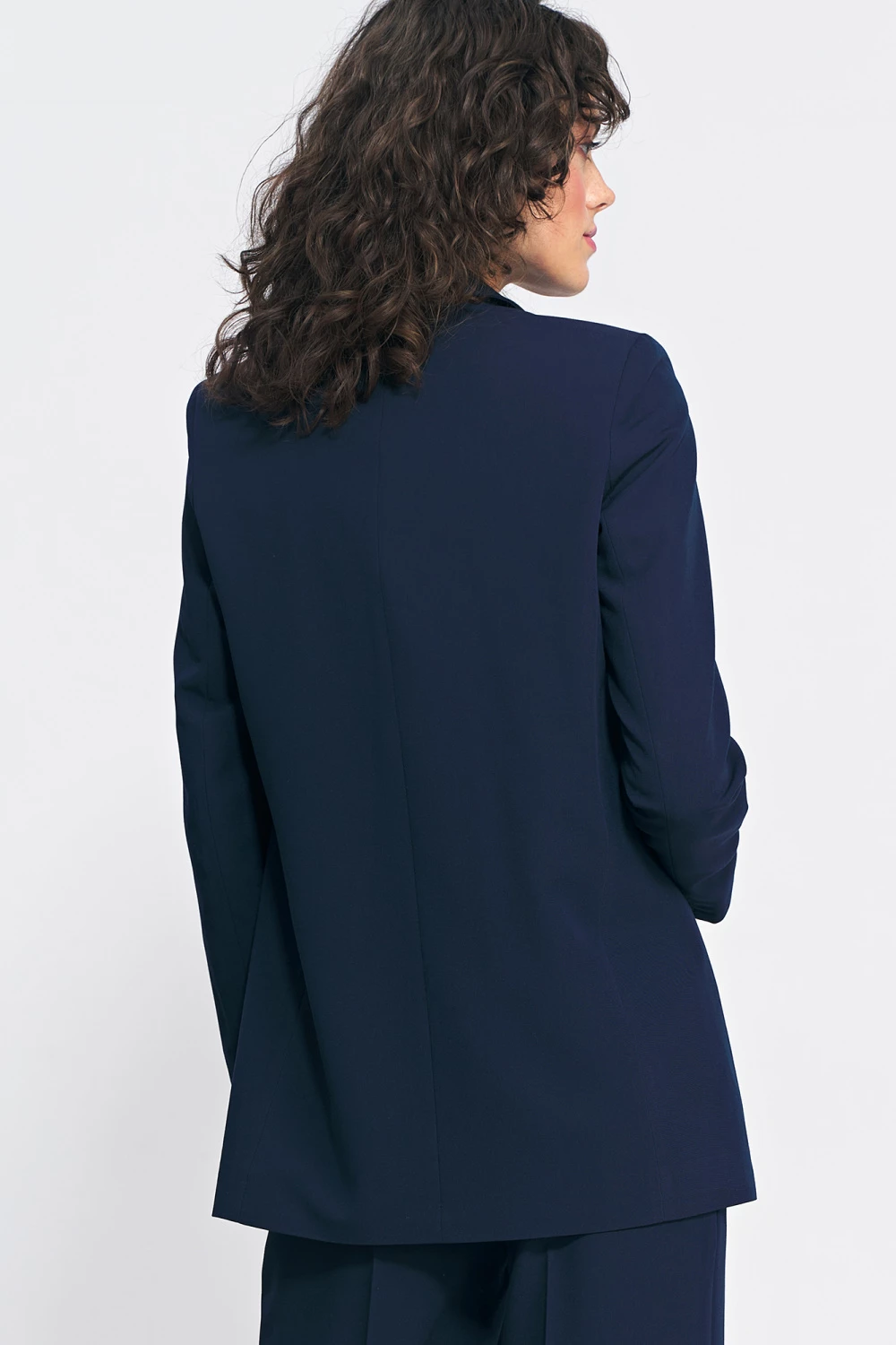 Elegantni odprti blazer, Nife 216874, temno moder